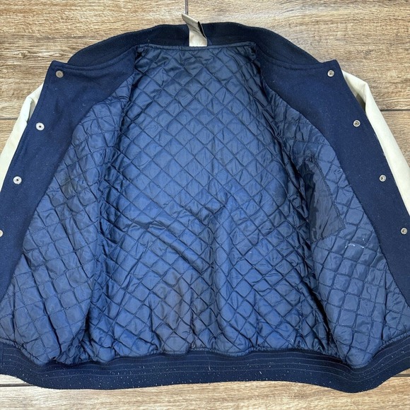 90s Warner Bros Studio Store Kids Wool Leather Varsity Jacket Blue Size XL - Picture 4 of 11